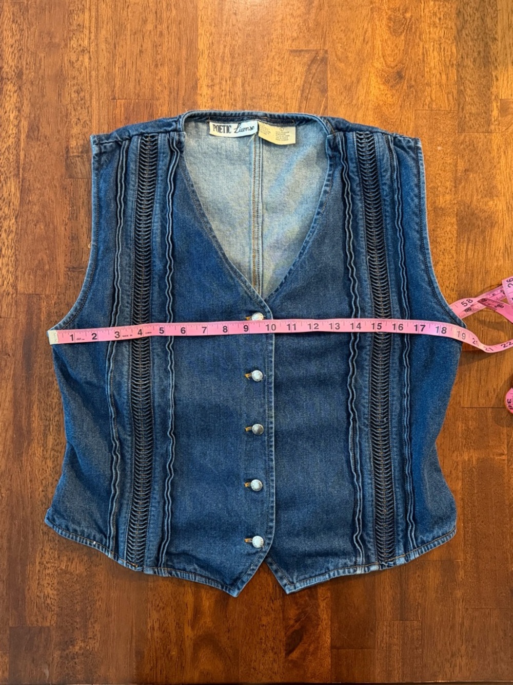Poetic License Vintage Dark Blue Cotton Denim Vest L - Picture 7 of 10